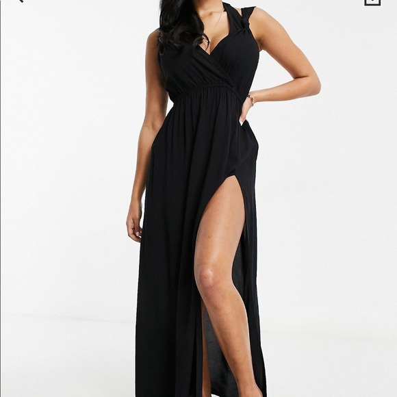 ASOS Fuller Bust Beach Maxi Black Size 6 - Picture 1 of 9